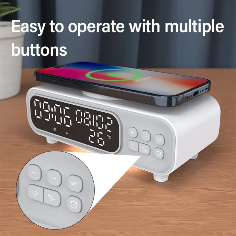 Wireless Charger Watch - Caricabatterie wireless da 15 W Sveglia